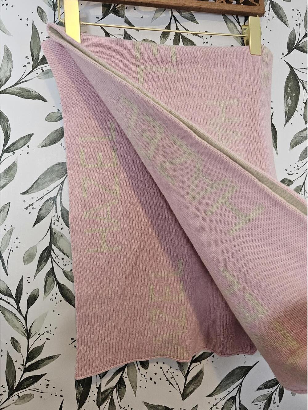 DOUDOU Baby Blanket Pink & Gray 41" X 34" with Logo Detail